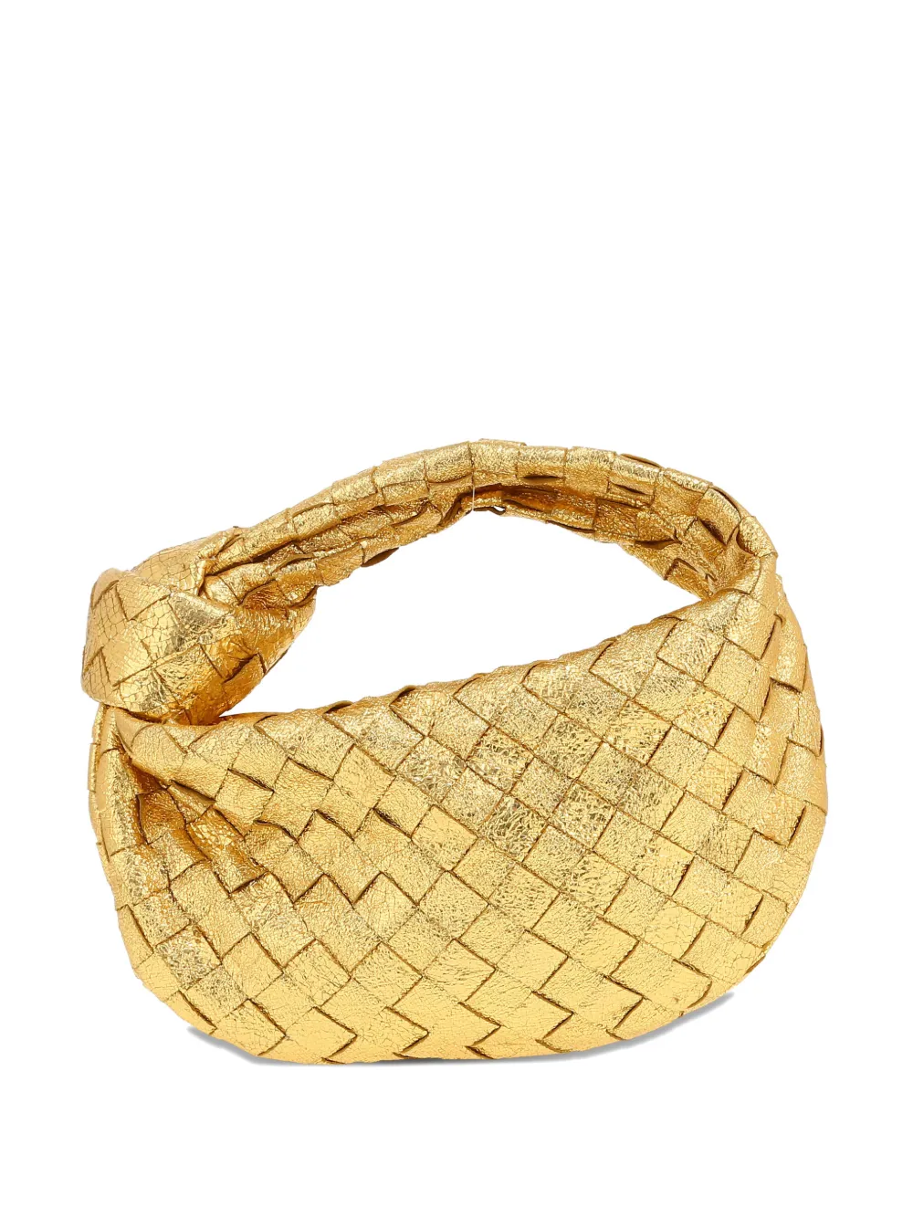 Pre-owned Bottega Veneta 2020's Mini Jodie Intrecciato Tote Bag In Gold