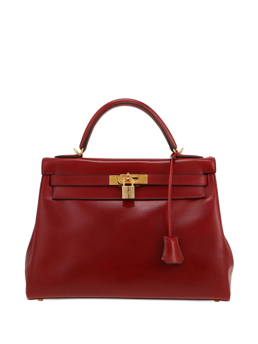 Pre-owned Hermes 2002 Kelly 32 Tote Bag In Red