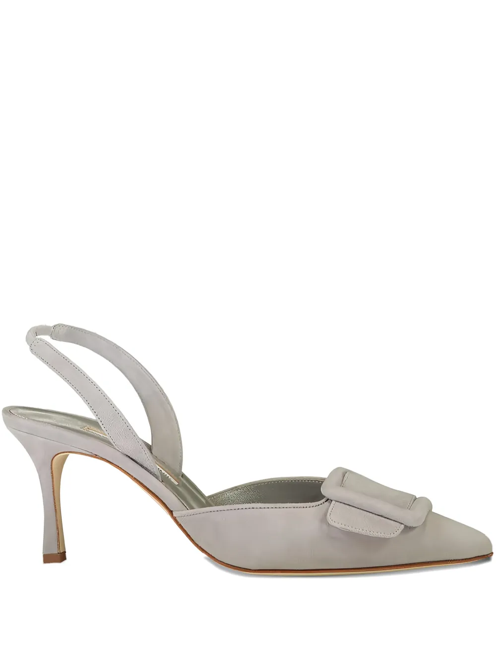 Manolo Blahnik Maysli 70 Buckled Suede Slingback Pumps In Grey