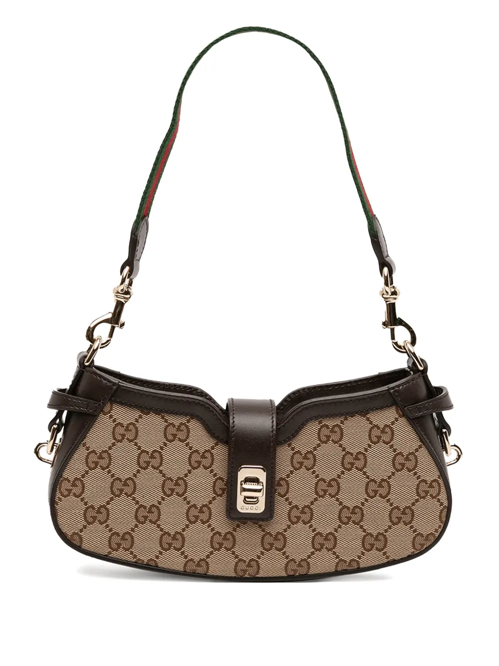 Gucci Pre-Owned 2021-2025 Mini GG Supreme Moon Side Web shoulder bag - Marrone