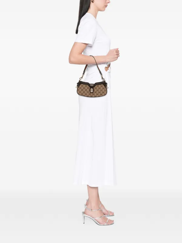 Gucci Pre-Owned 2021-2025 Mini GG Supreme Moon Side Web Shoulder
