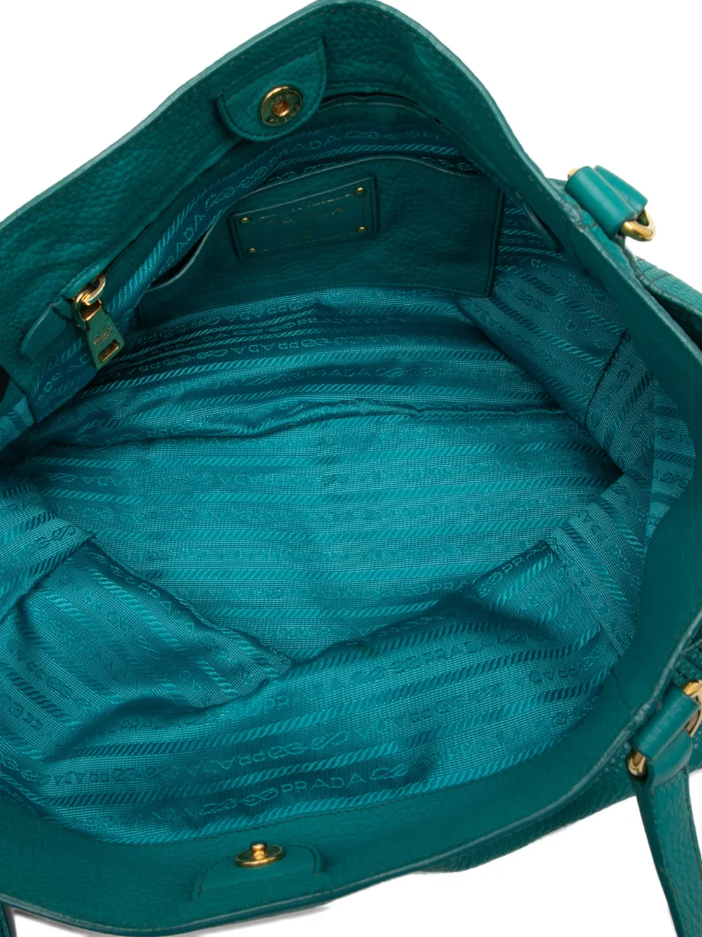 Pre-owned Prada 2010-2025 Vitello Daino Side Pocket Tote Bag In Blue