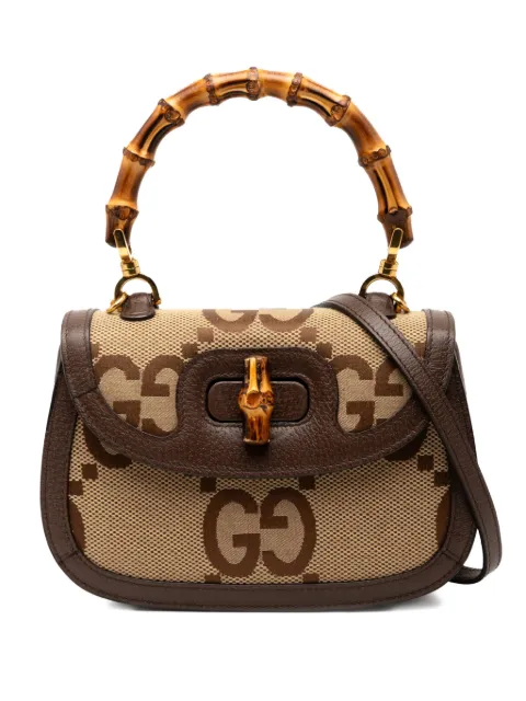 Gucci Pre-Owned 2016-2025 Small Jumbo GG Canvas Bamboo 1947 Top Handle Bag satchel