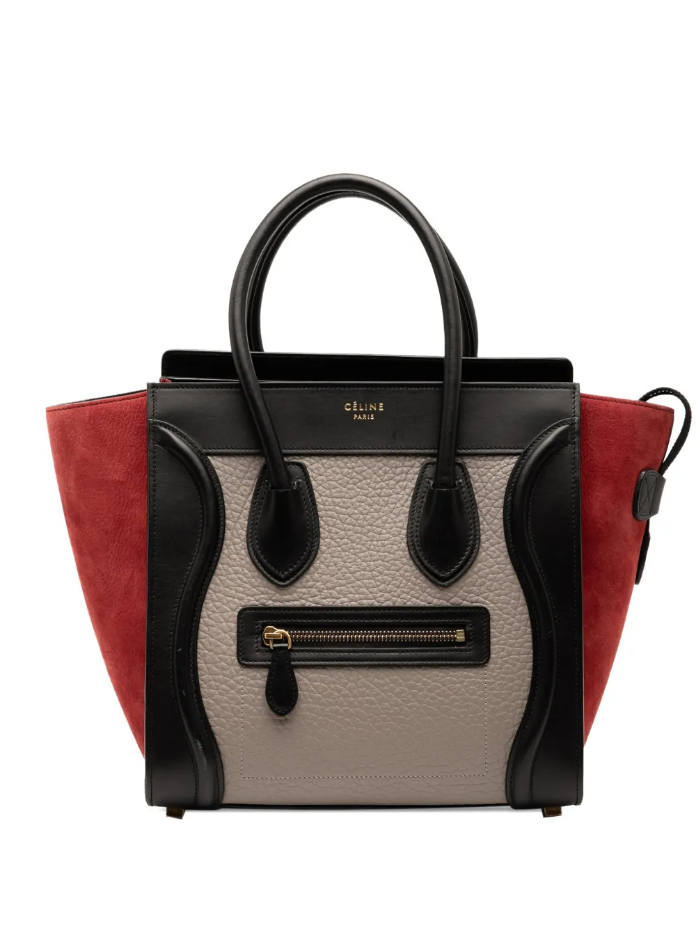 Celine Pre-Owned 2015 Micro Tricolor Leather Luggage Tote handbag - Braun