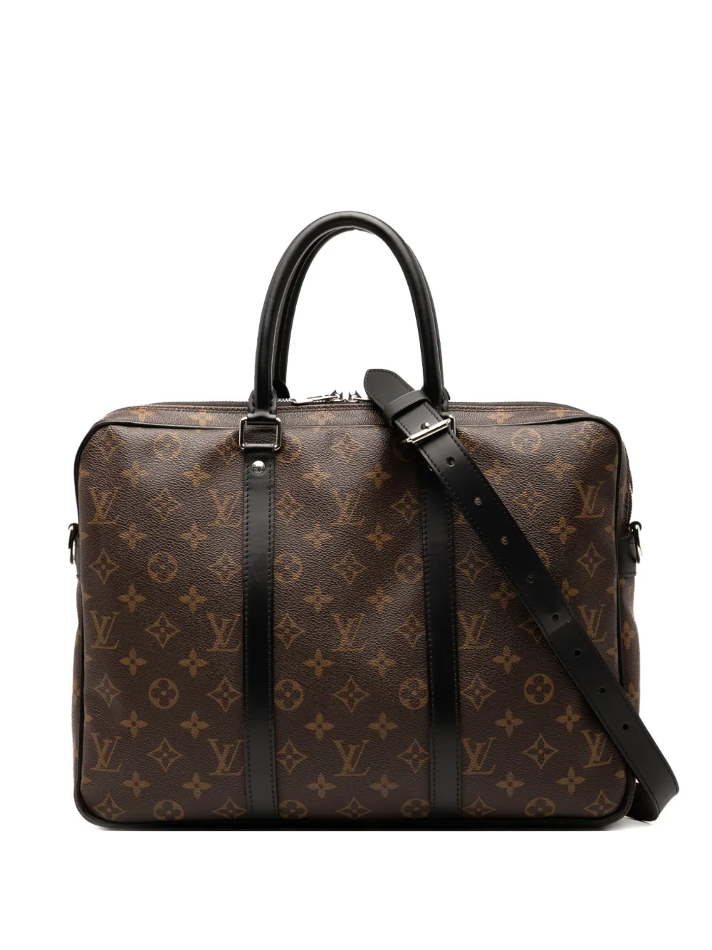 Louis Vuitton Pre-Owned 2019 Monogram Macassar Porte Documents Voyage business bag | Brown | Image 1