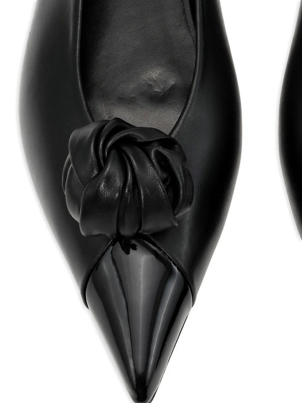  Rotate Birger Christensen Knot-appliqué Leather Ballet Flats - Black 