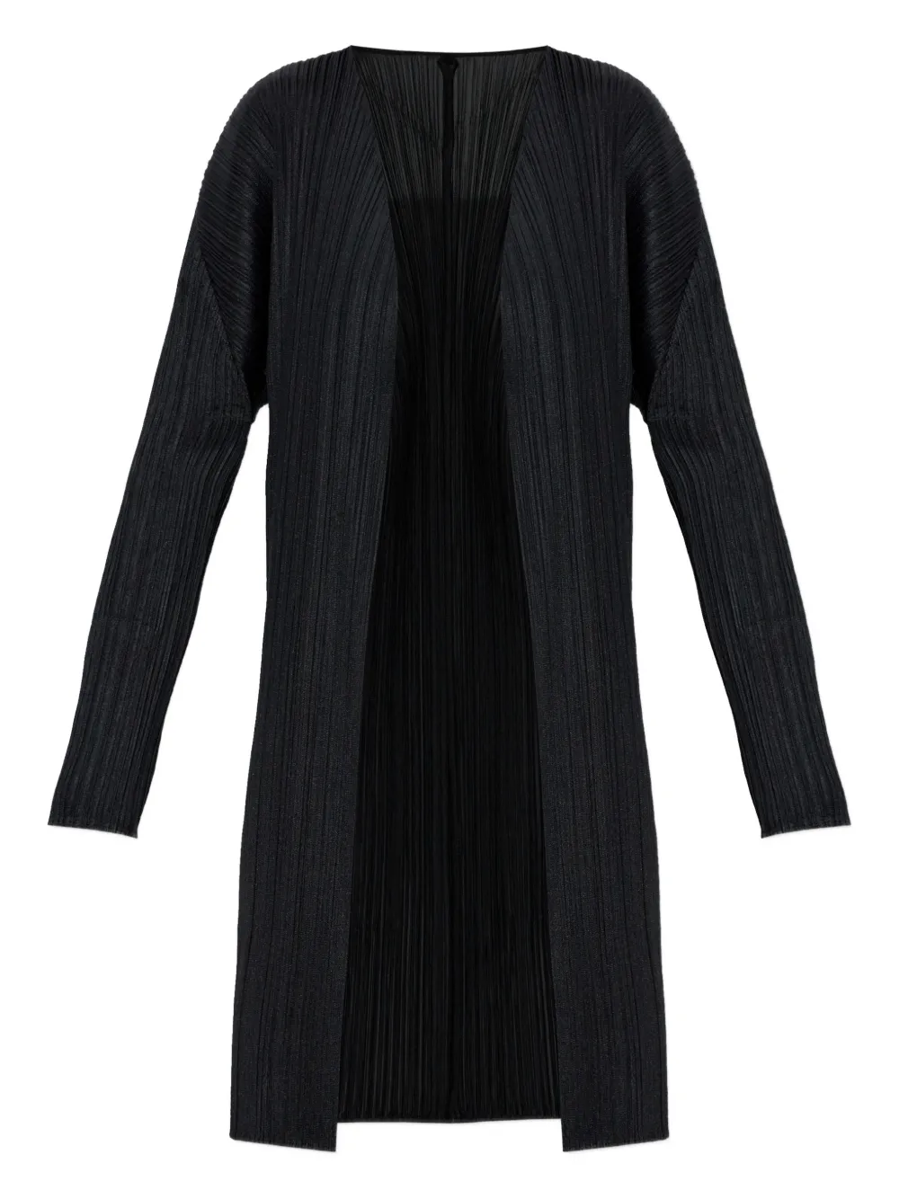Issey Miyake Pleated Long Coat In Black