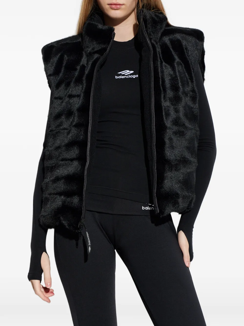 Balenciaga Bodywarmer van imitatiebont Zwart