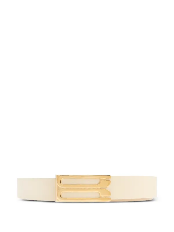 Victoria Beckham Logo-buckle Leather Belt in Neutrals