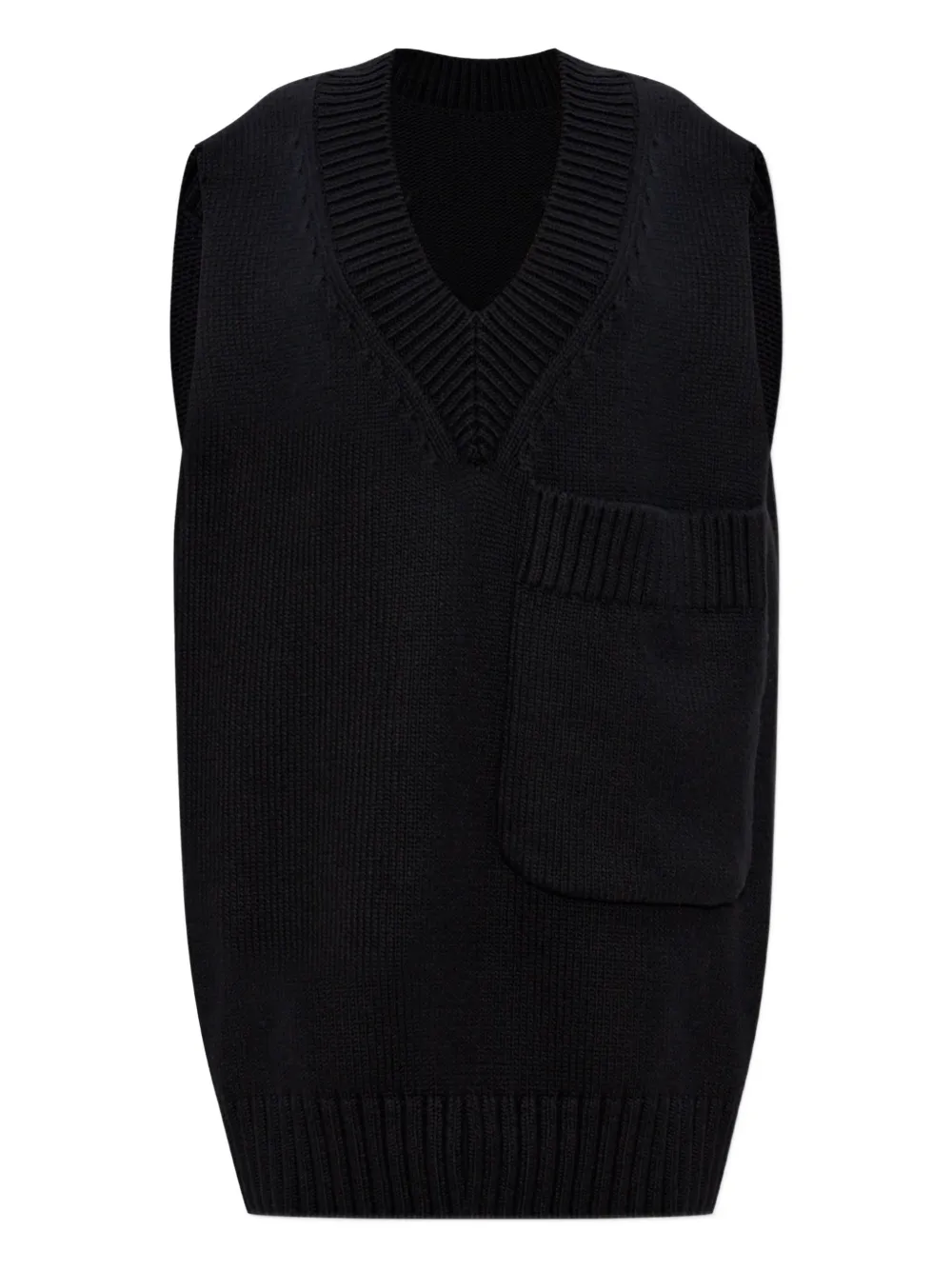 Issey Miyake Breeze V-neck Vest In Black
