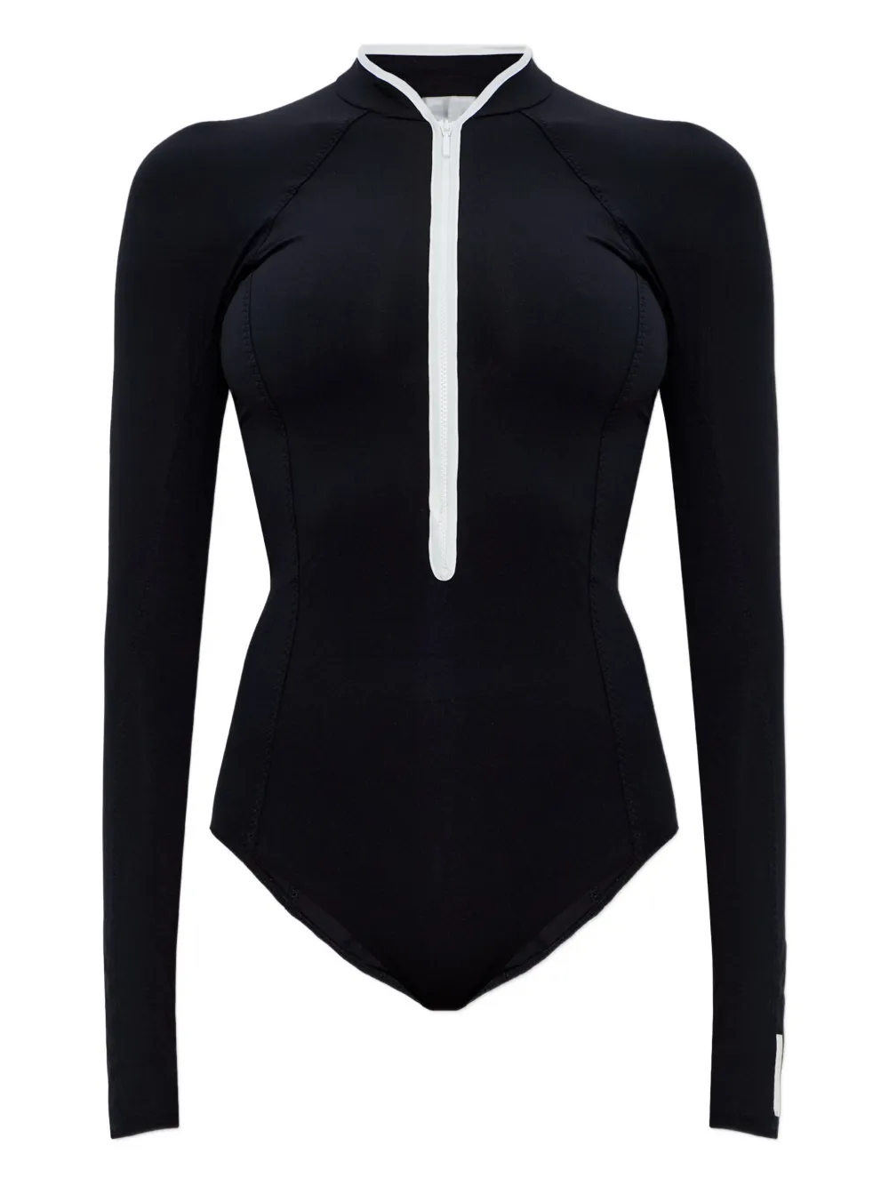 Hunza G Tyra Long-sleeve Zip Swimsuit In Black