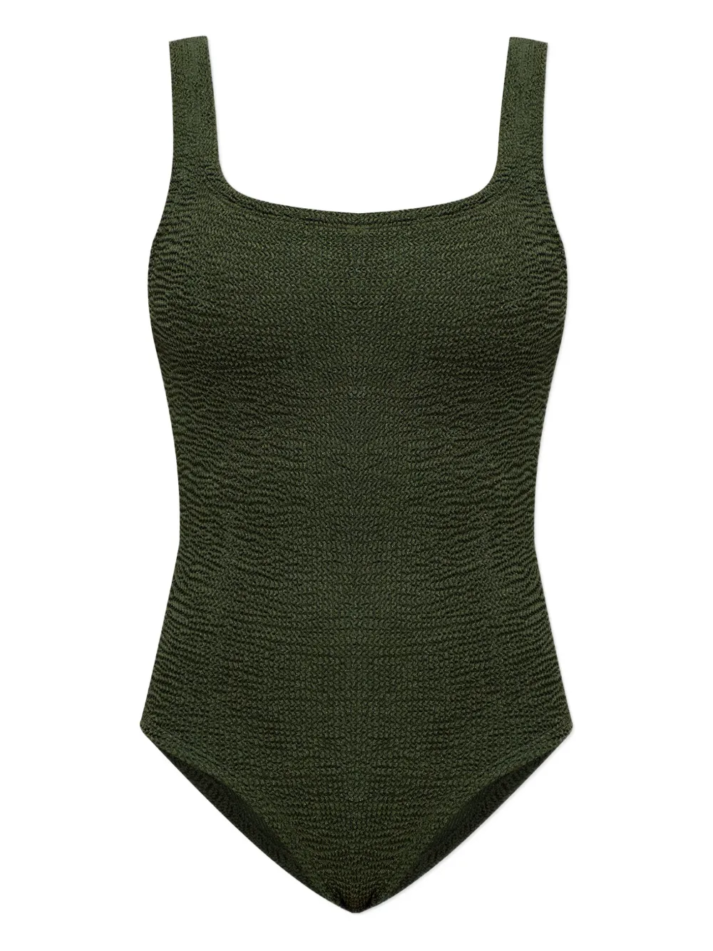Hunza G Square-neck Crinkle Swimsuit In Green