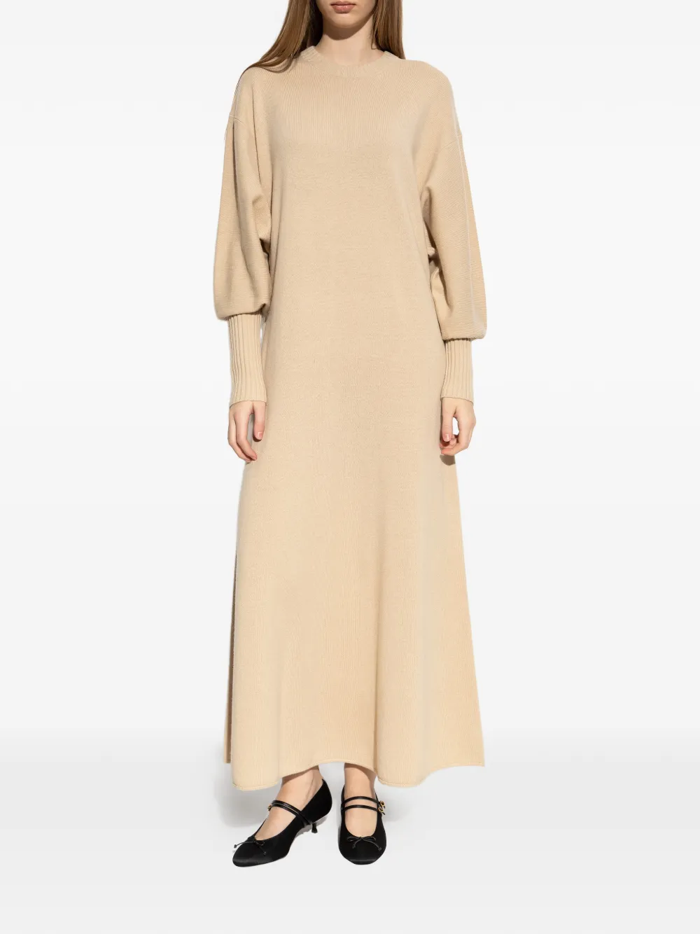 By Malene Birger Liv ribbed puff-sleeve maxi dress - Beige