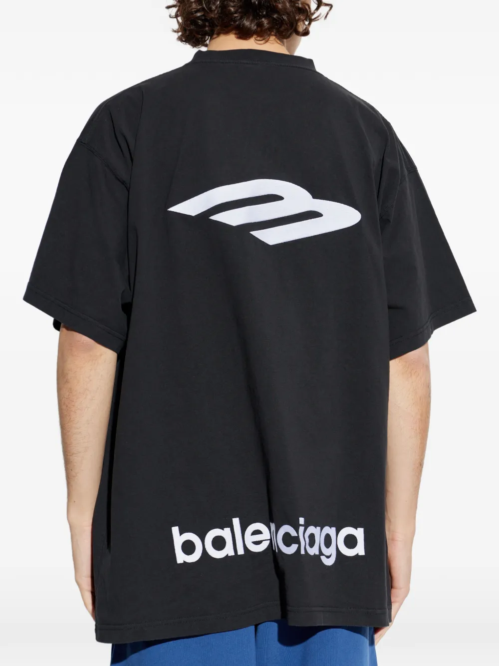 Balenciaga logo-embroidered T-shirt | Black | FARFETCH ZA