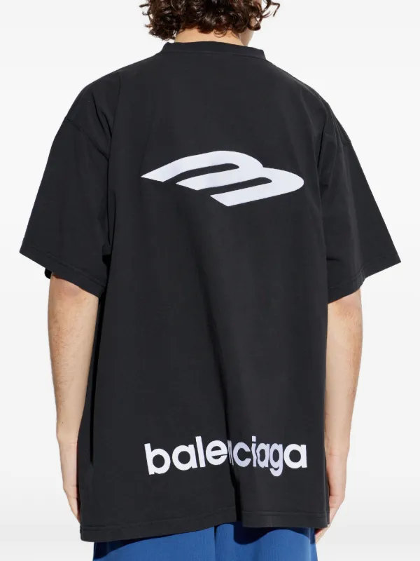 Balenciaga logo-embroidered T-shirt | Black | FARFETCH