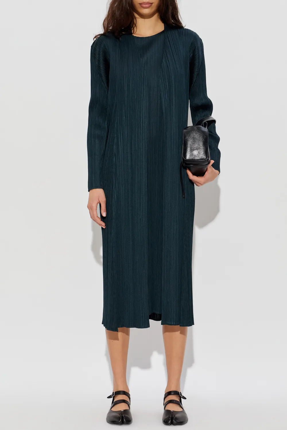 Pleats Please Issey Miyake pleated long-sleeve coat - Grijs