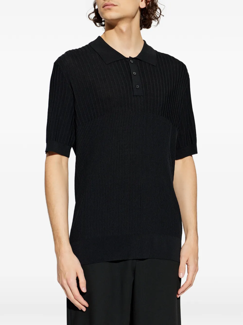 Golden Goose Geribbeld poloshirt met knopen Zwart