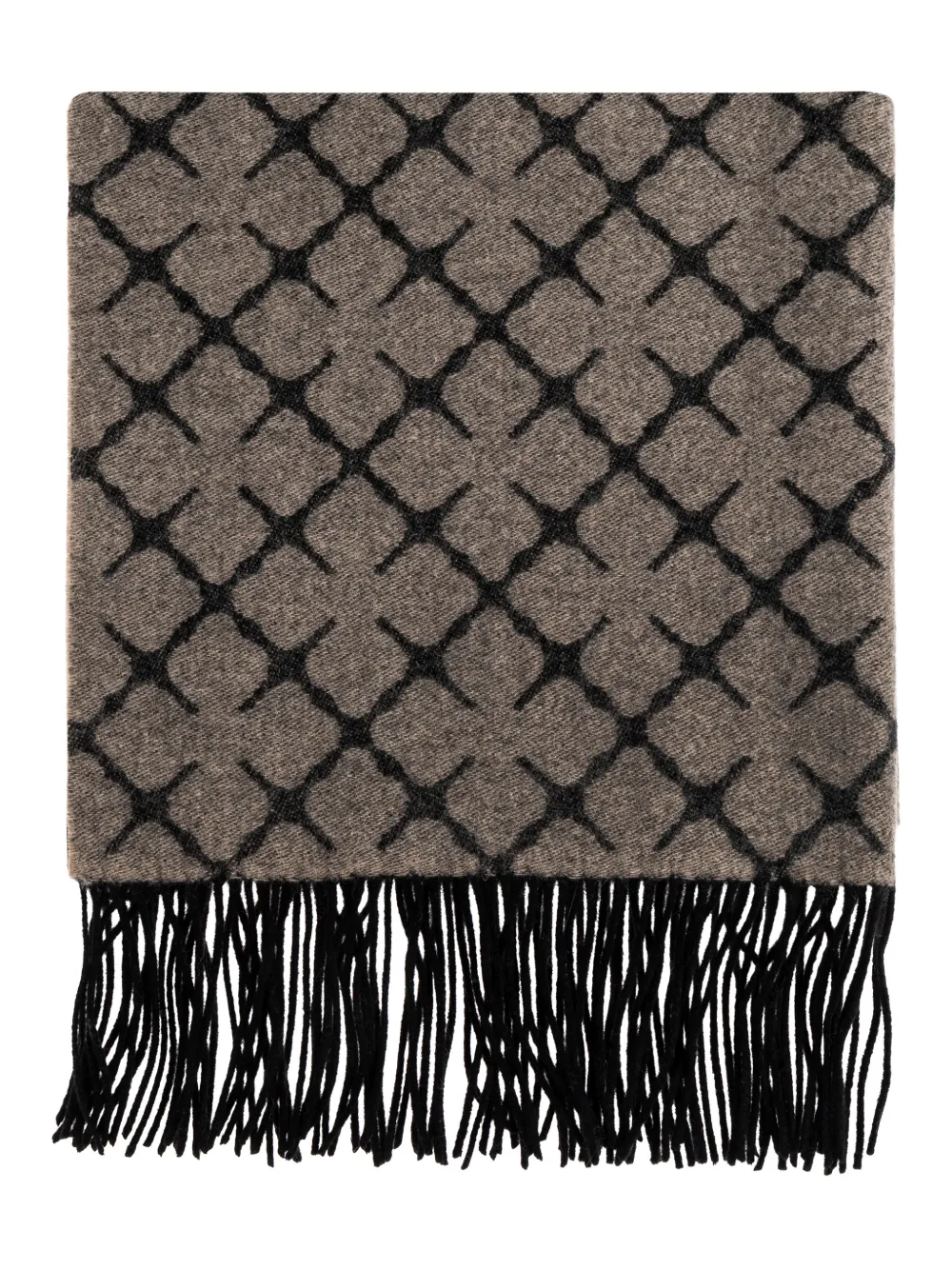By Malene Birger Geometric-pattern Fringed Scarf In Brown