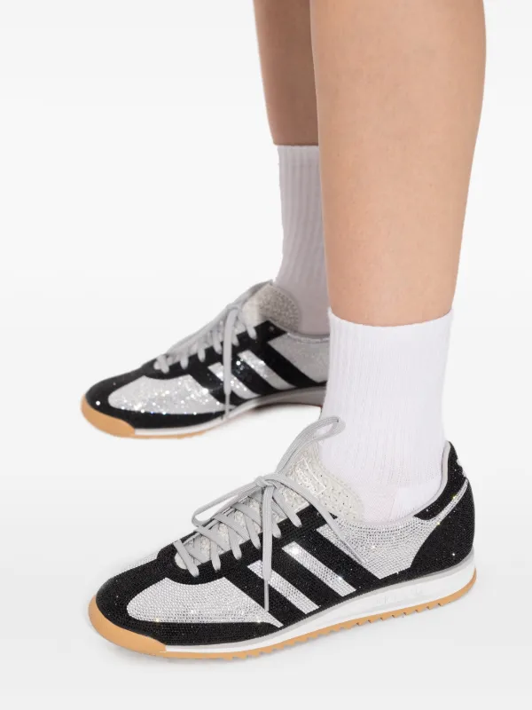 adidas gazelle silver green womens Off White Striped Double Lace Up Low Top Sneakers