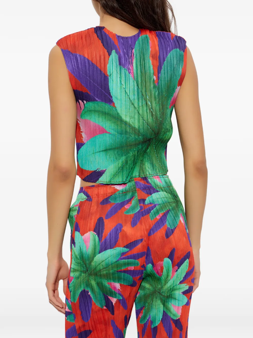 Pleated Floral-Print Top