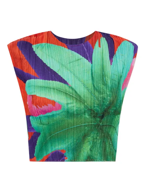 Pleats Please Issey Miyake top plisado con estampado floral