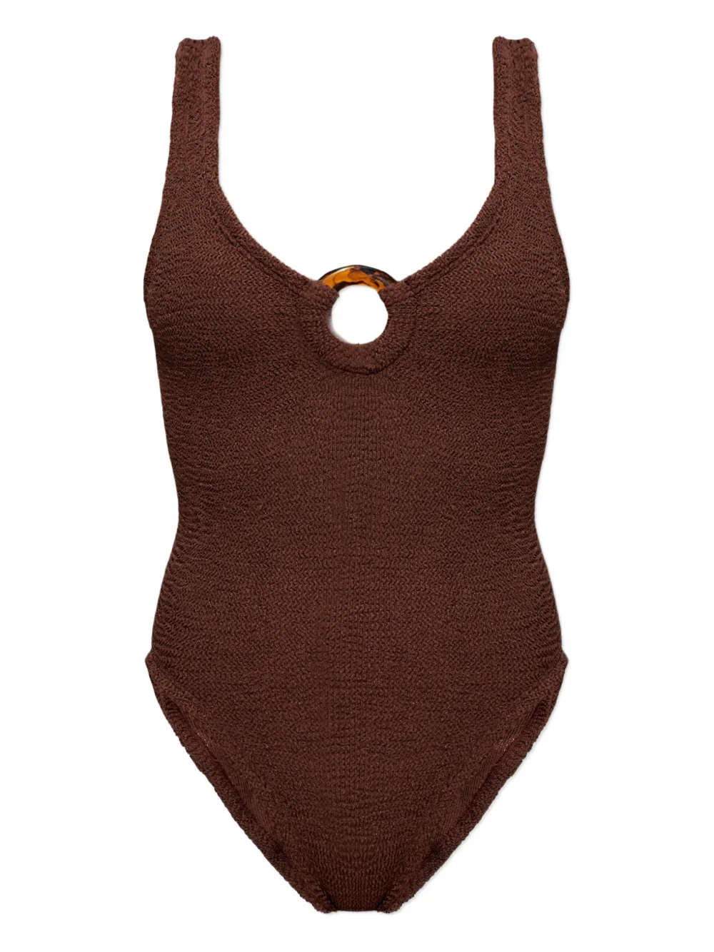 Hunza G Celine Ring Crinkle Swimsuit In Brown