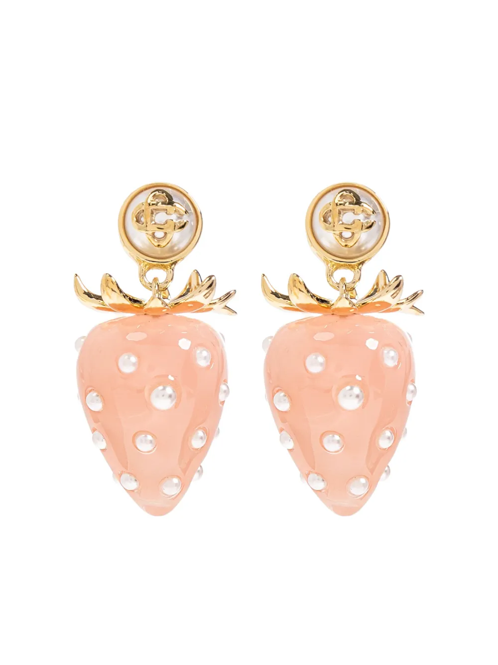 Casablanca strawberry-motif pearl earrings - Rosa