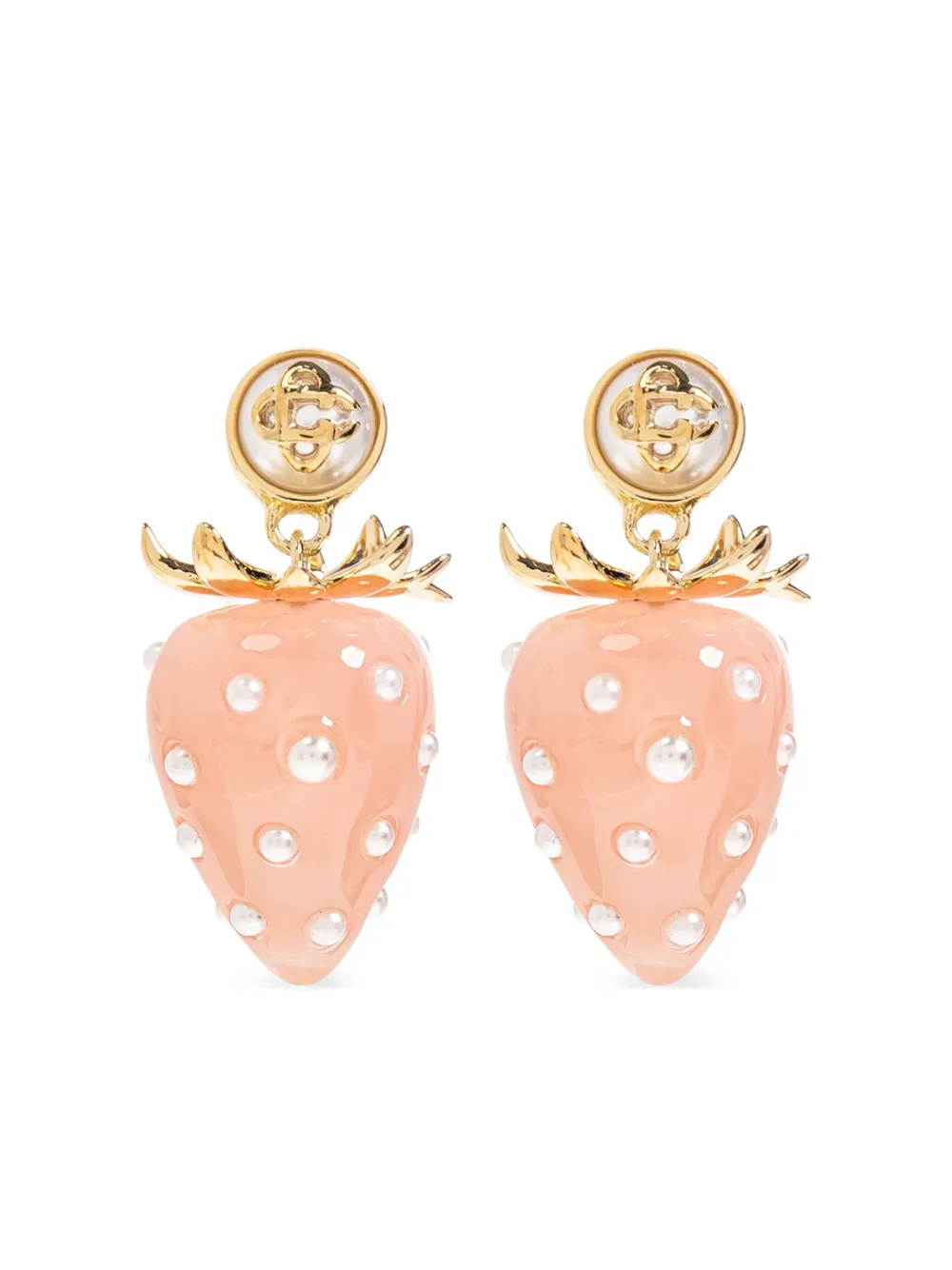 Casablanca strawberry-motif pearl earrings - Rosa