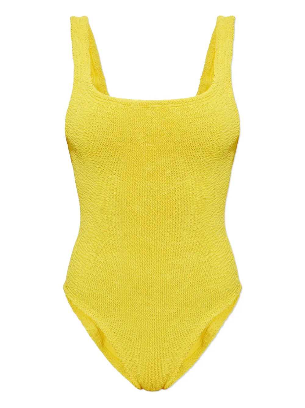 Hunza G Square-neck Crinkle Swimsuit In Yellow