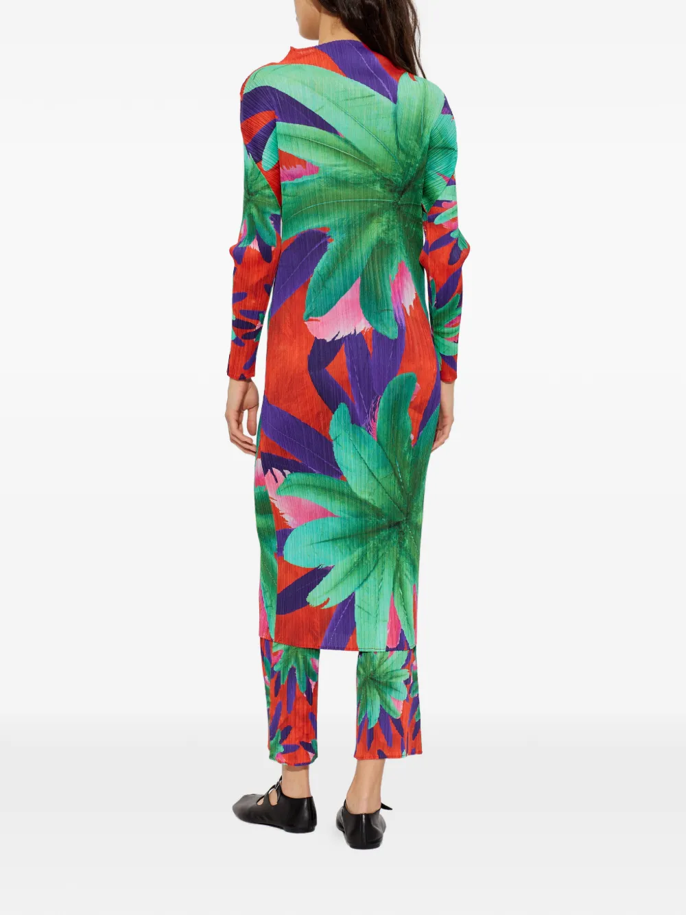 Pleats Please Issey Miyake Carnival geplooide midi-jurk met bloemenprint Rood
