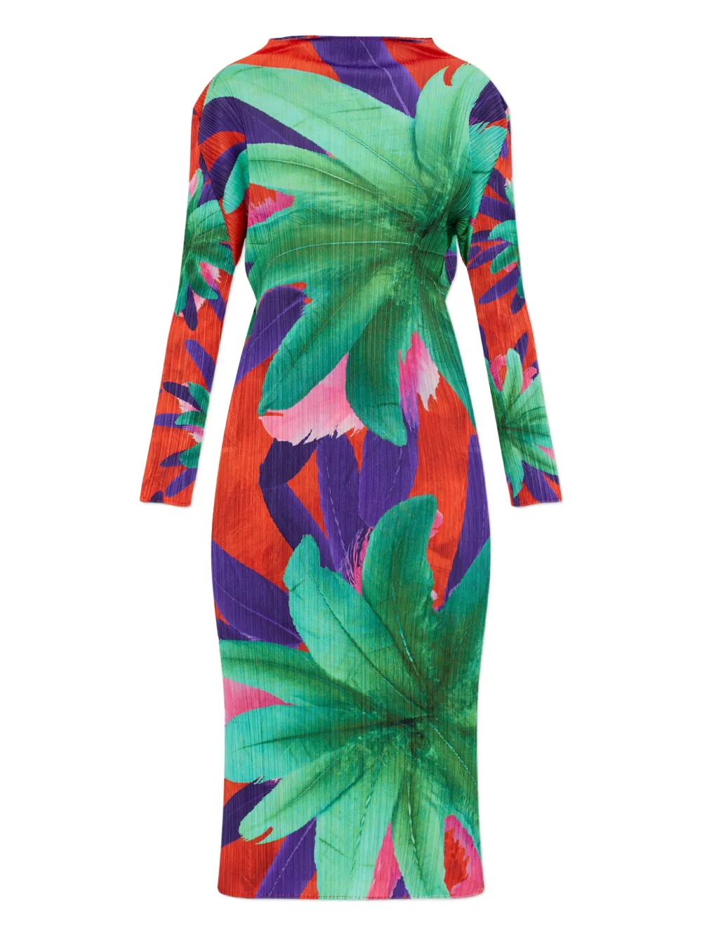Pleats Please Issey Miyake Carnival floral-print pleated midi dress | Red | Image 1