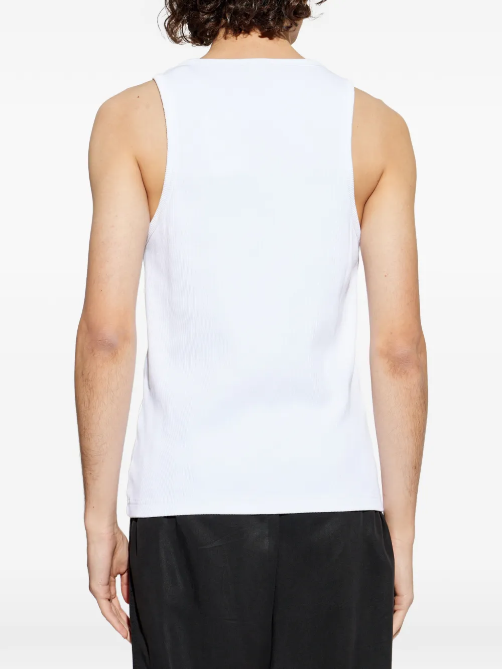 Casablanca Geribbelde tanktop met geborduurd logo Wit