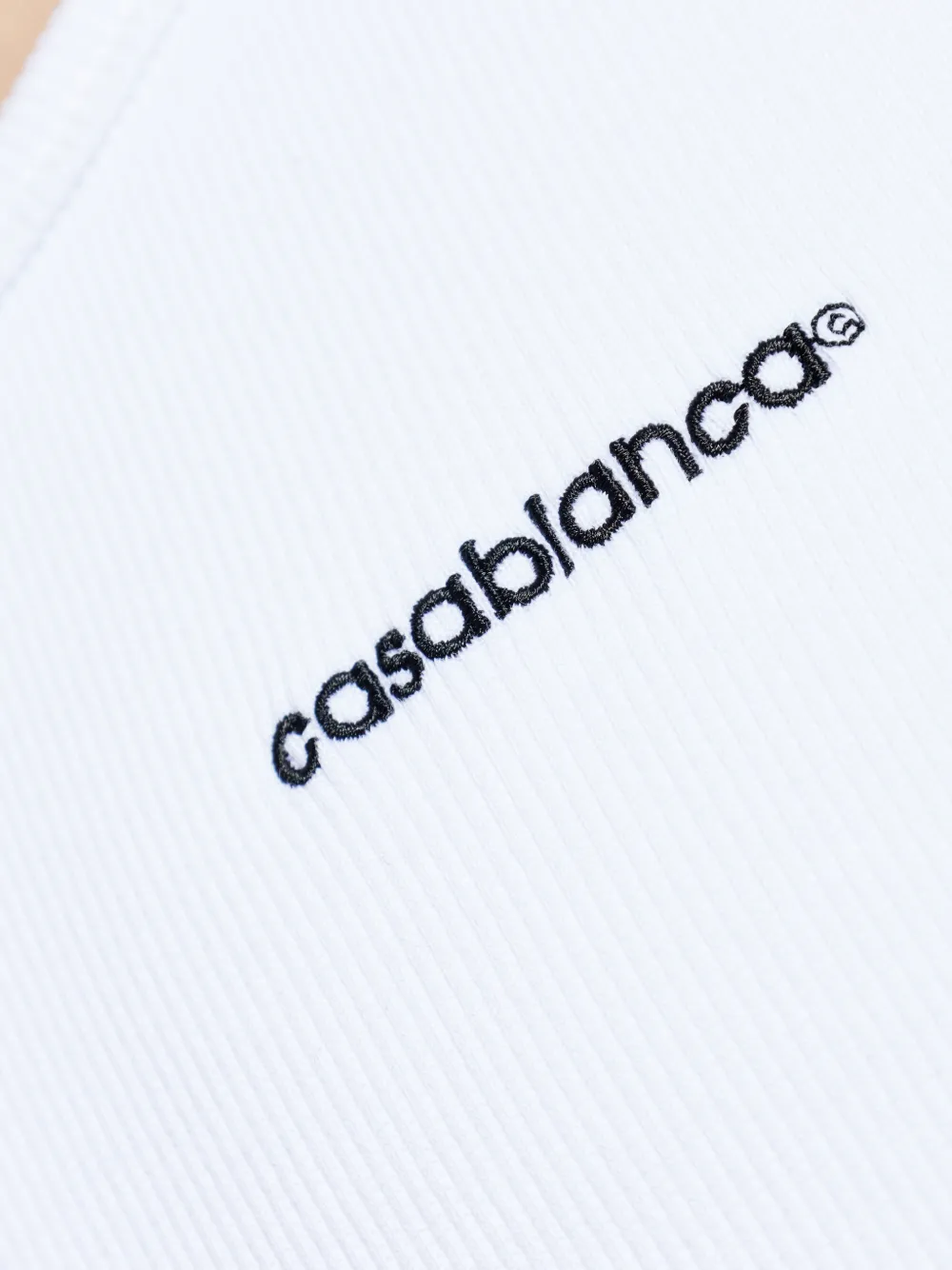 Casablanca Geribbelde tanktop met geborduurd logo Wit