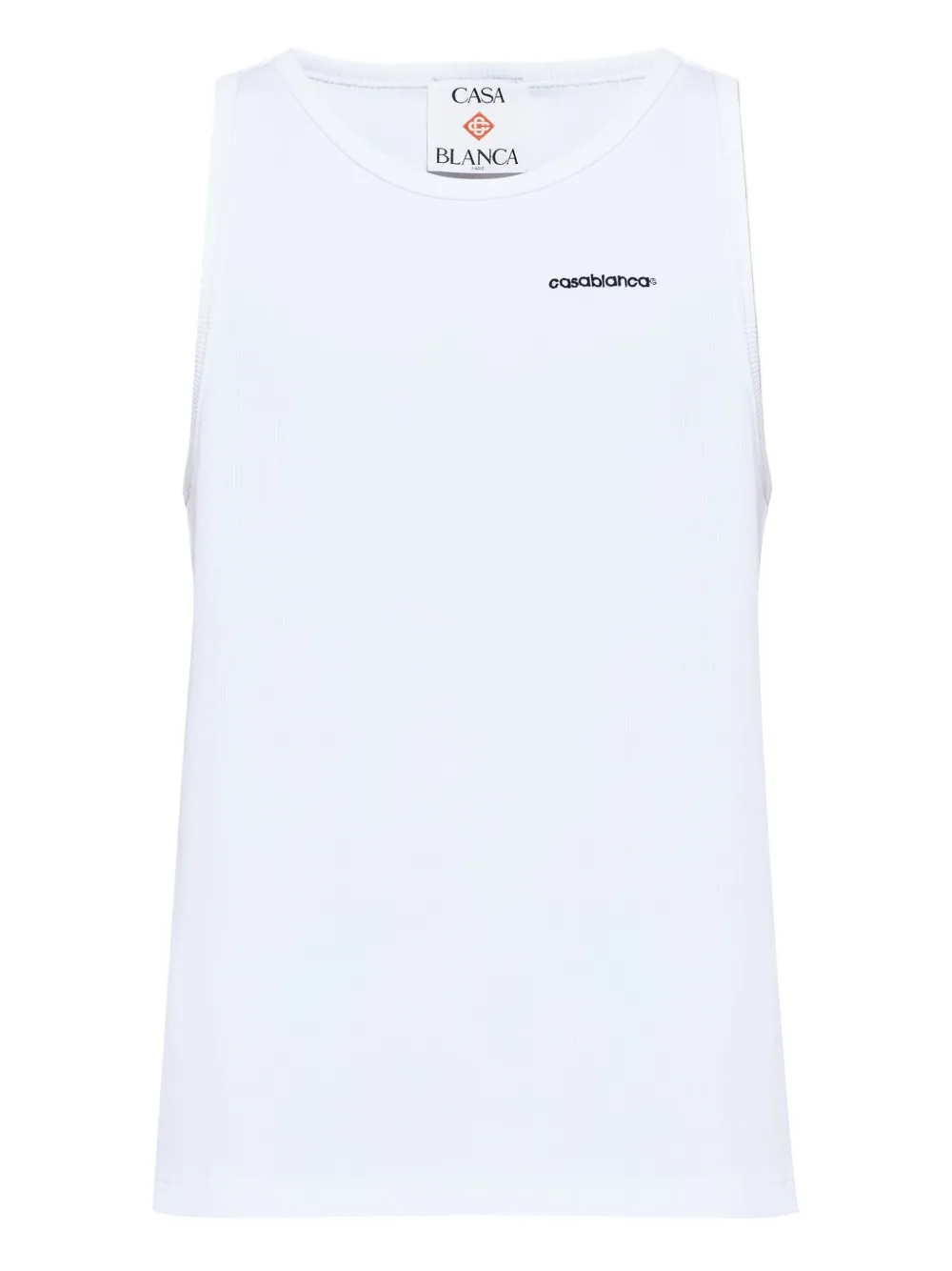 Casablanca embroidered-logo ribbed tank top - Bianco