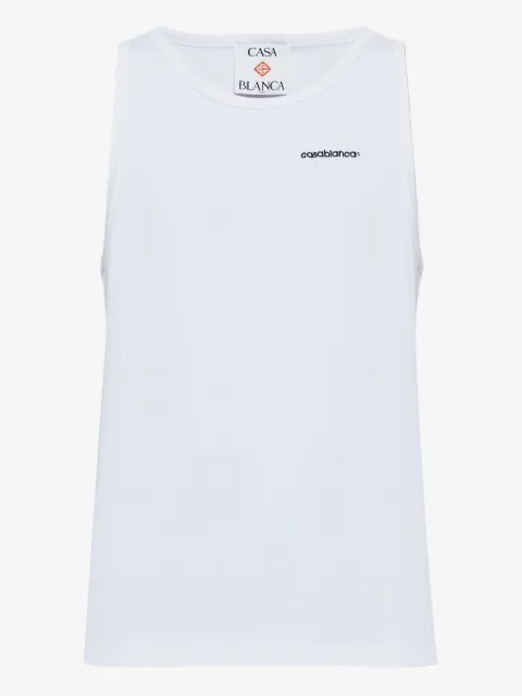 Casablanca Geripptes Trägershirt mit Logo-Stickerei