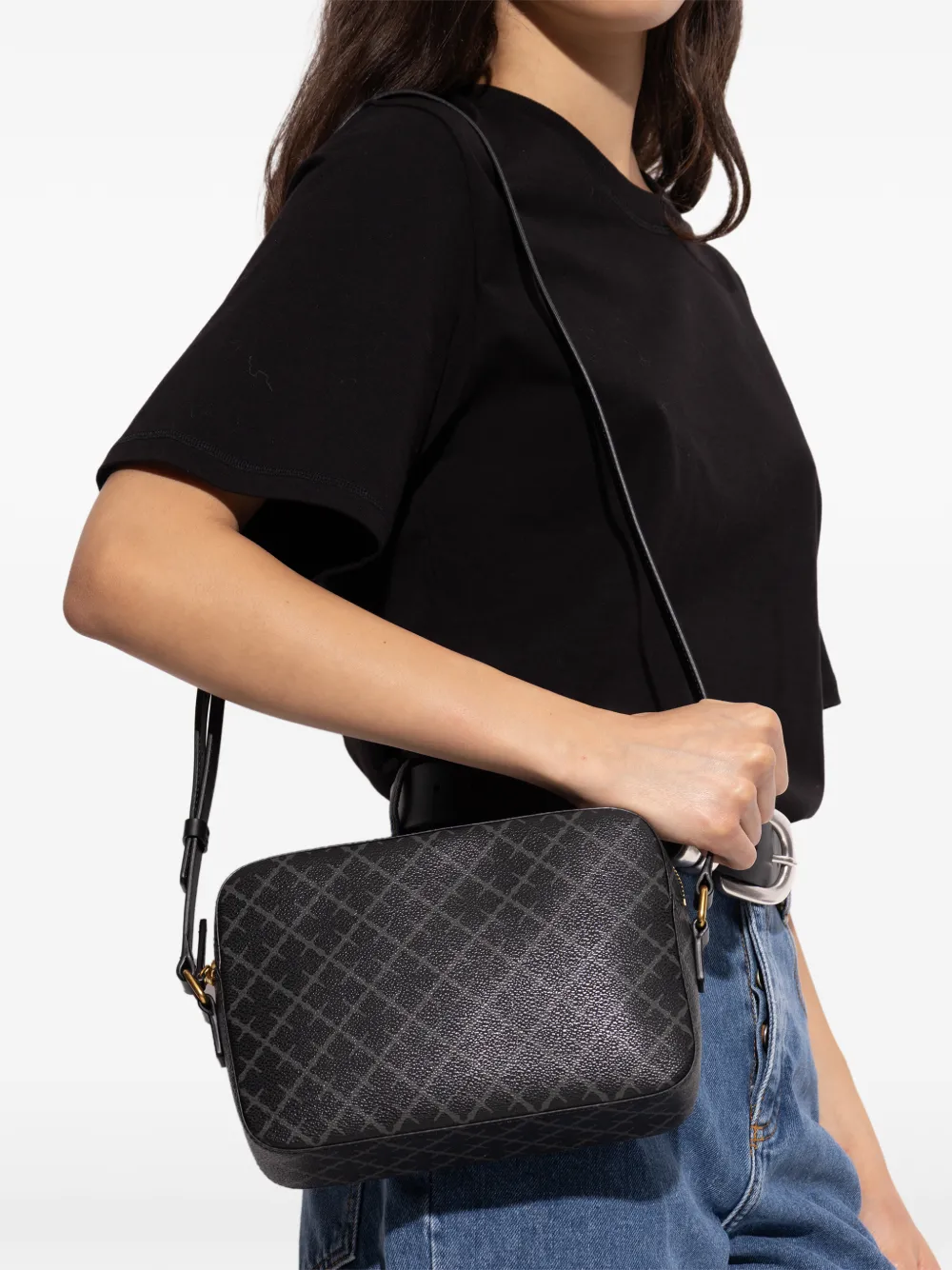 By Malene Birger Lolla kleine crossbodytas met geometrisch patroon Grijs