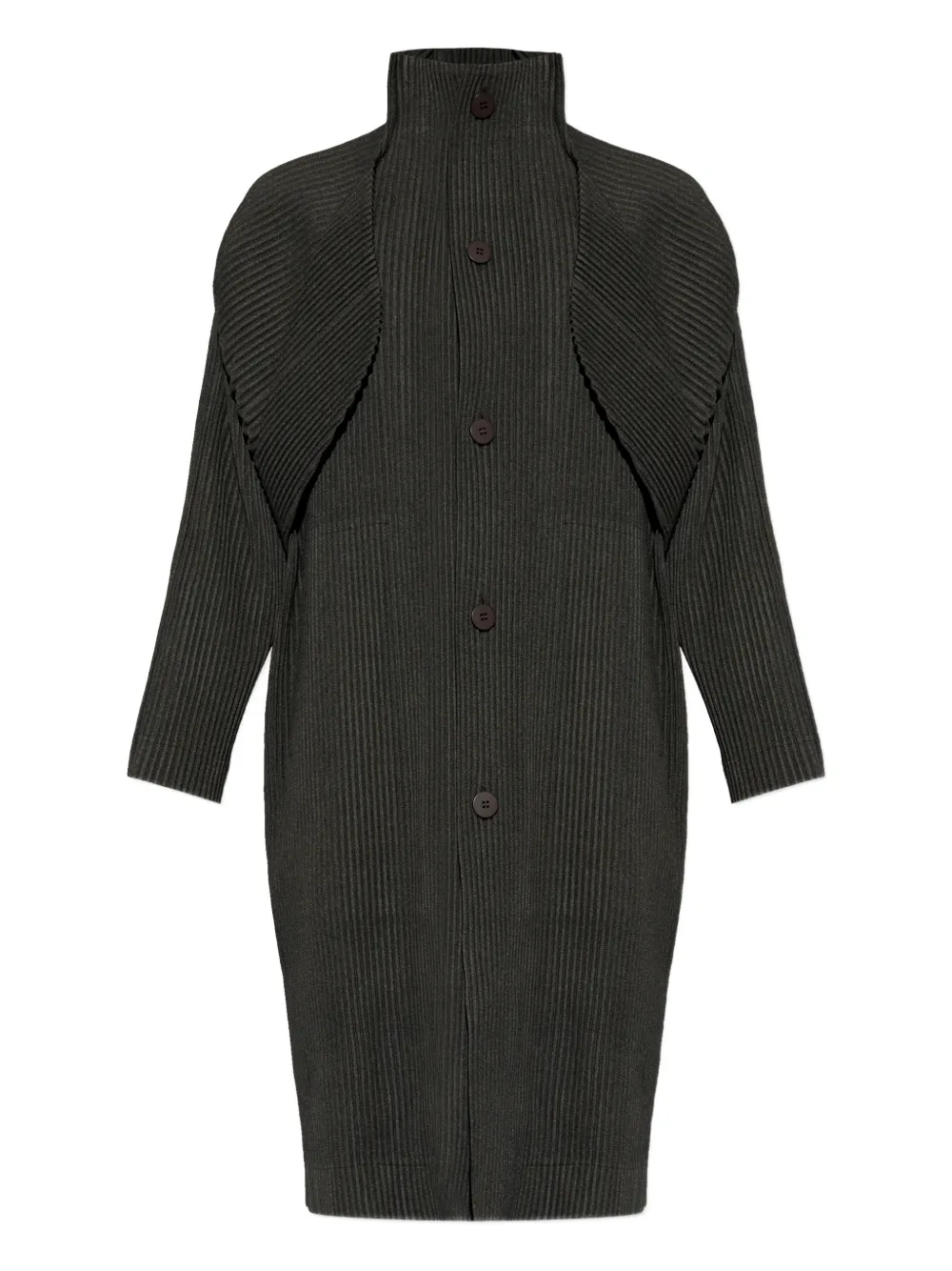 Homme Plissé Issey Miyake pleated single-breasted coat - Marrone