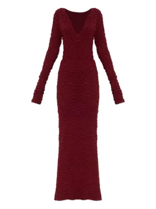 venus long formal dresses By Malene Birger Sleeve Texture Dress | Red FabricSatin
