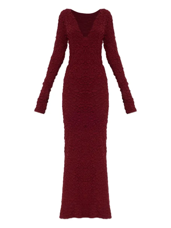 By Malene Birger Venus Long Sleeve Texture Dress | Red | FARFETCH UZ