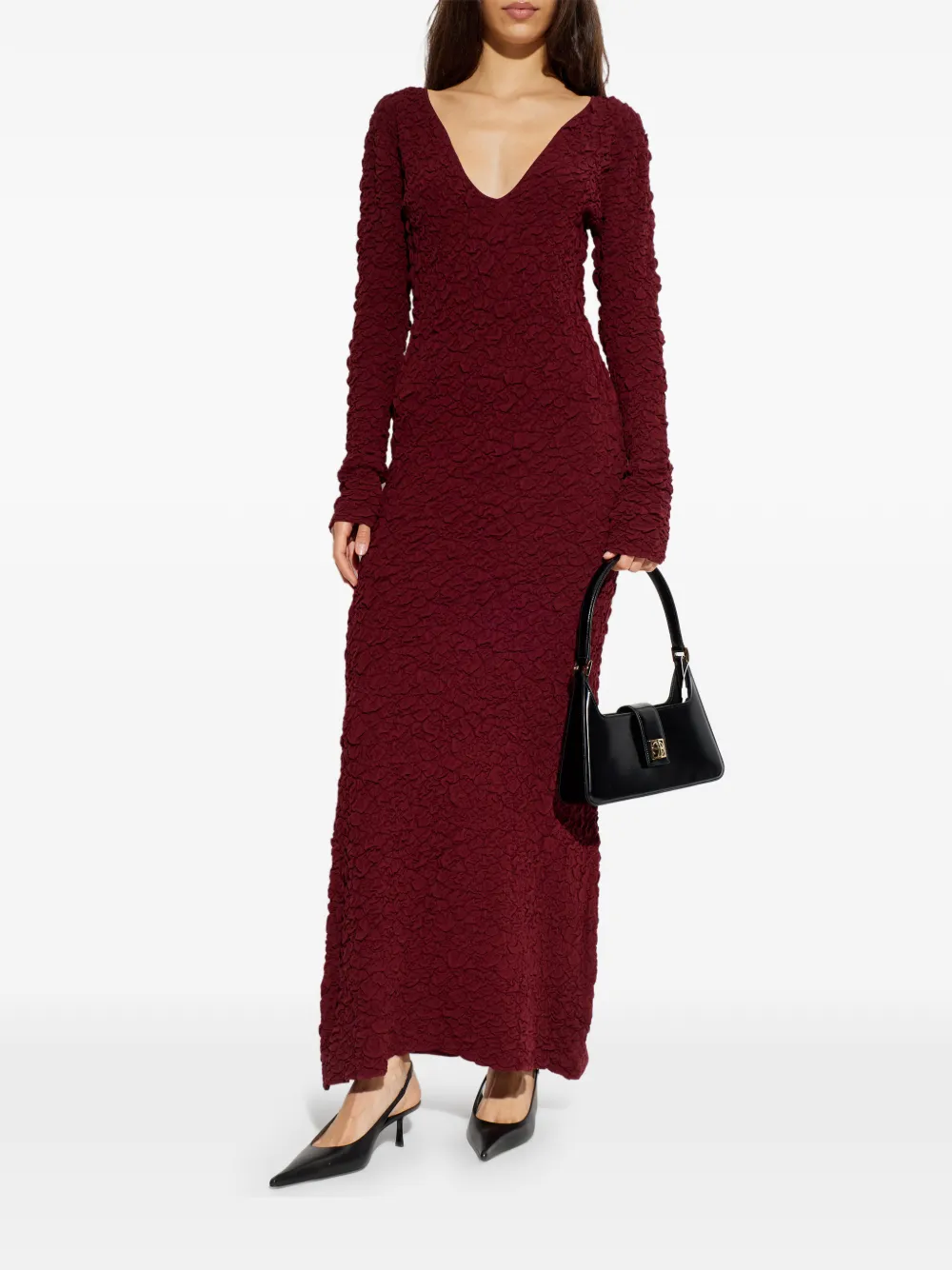 By Malene Birger Venus long sleeve texture dress - Rood