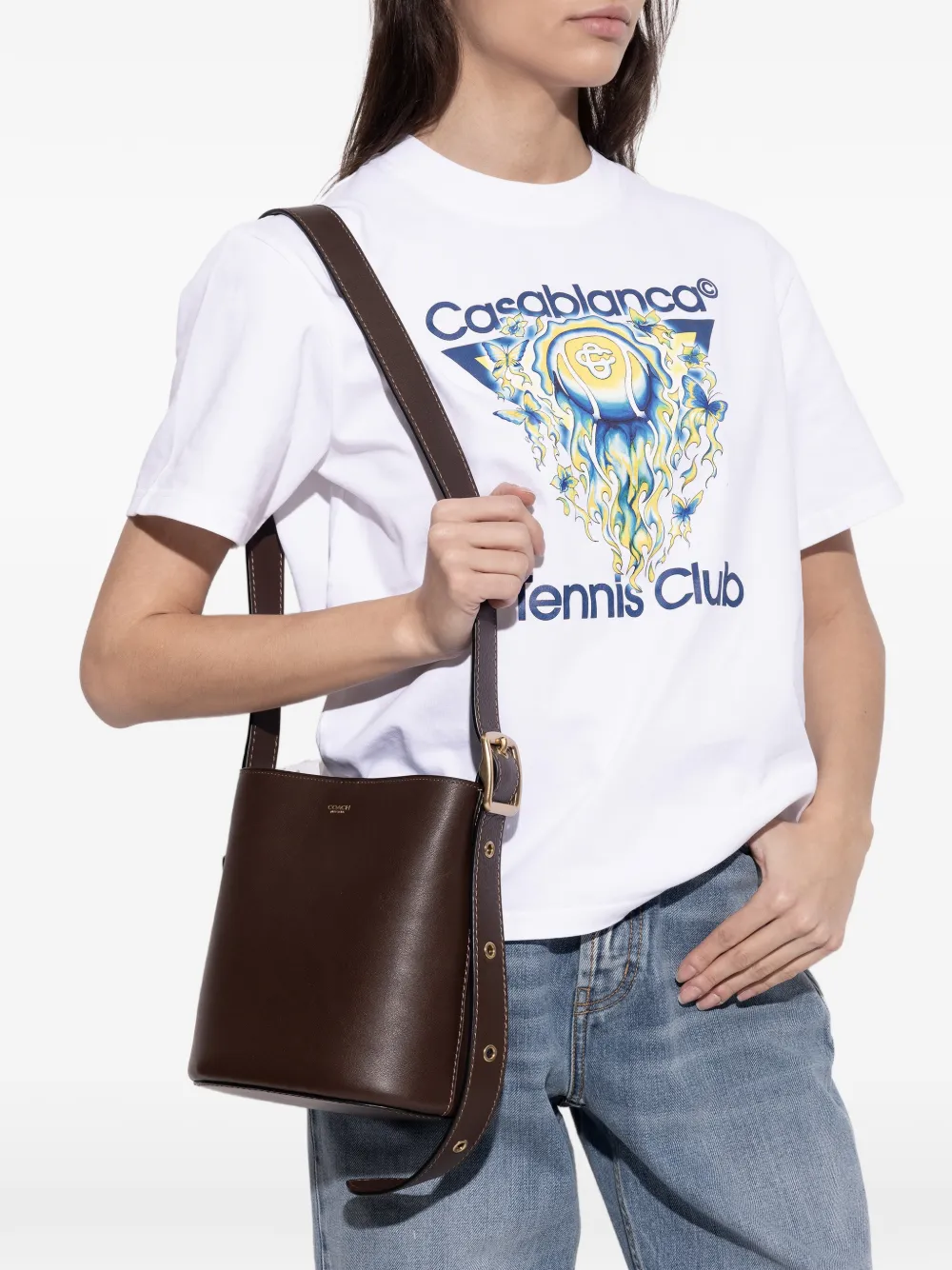 Coach Bleecker leren shopper met bandje Bruin
