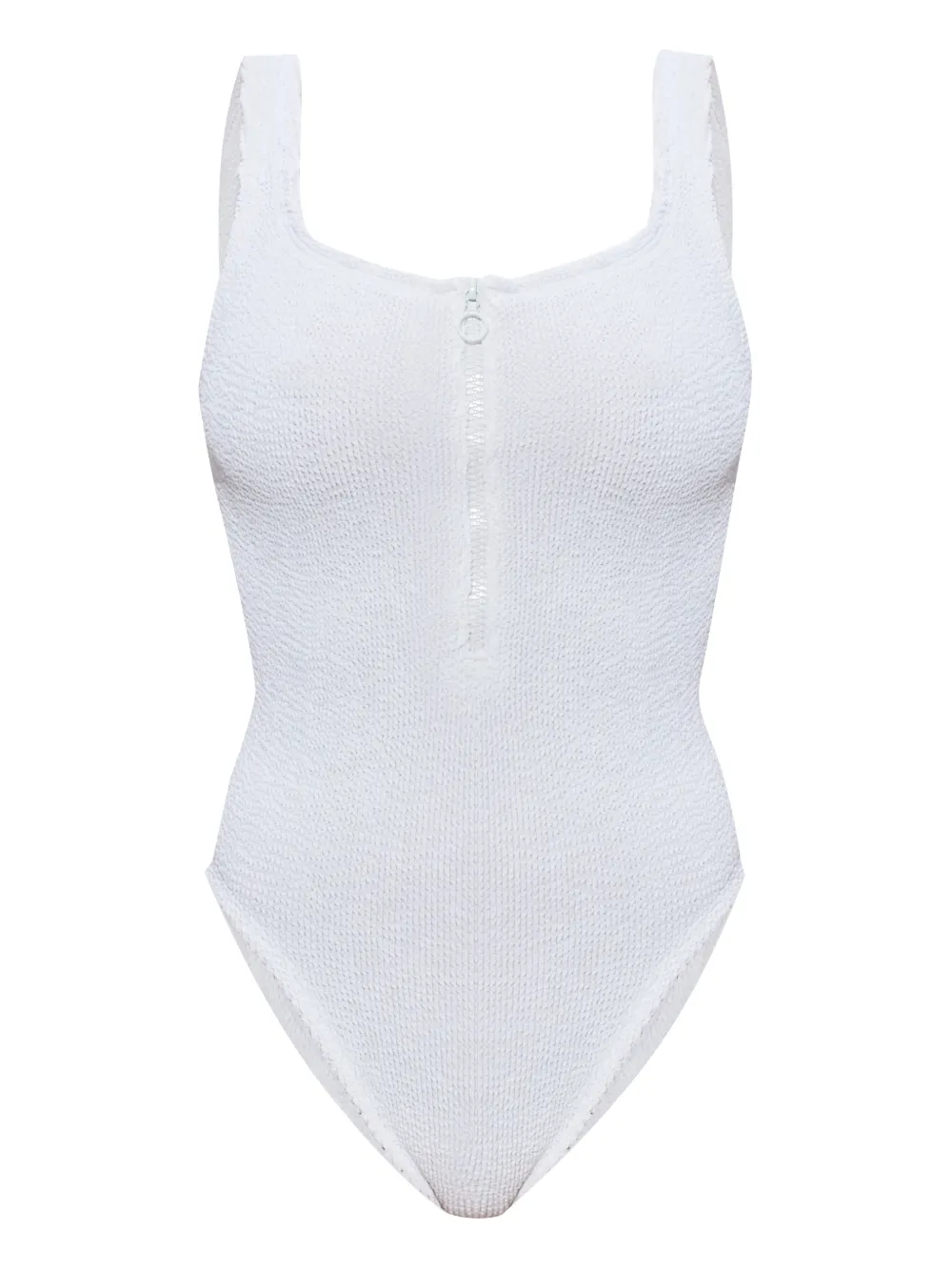 Hunza G Dallas crinkle zip swimsuit - Bianco