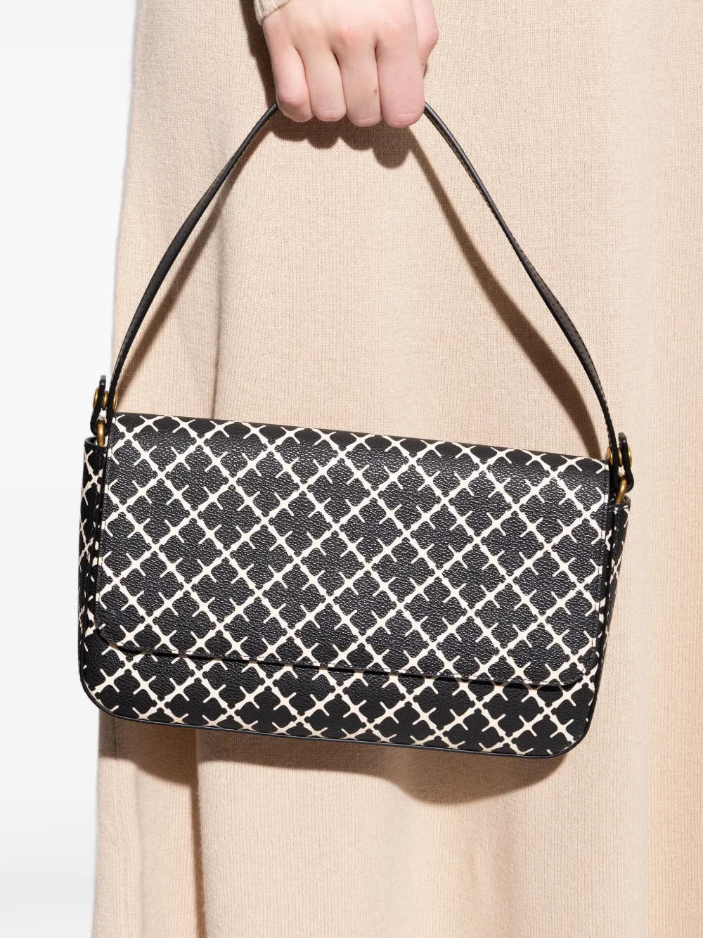 By Malene Birger small Tallie geometric-print shoulder bag - Zwart