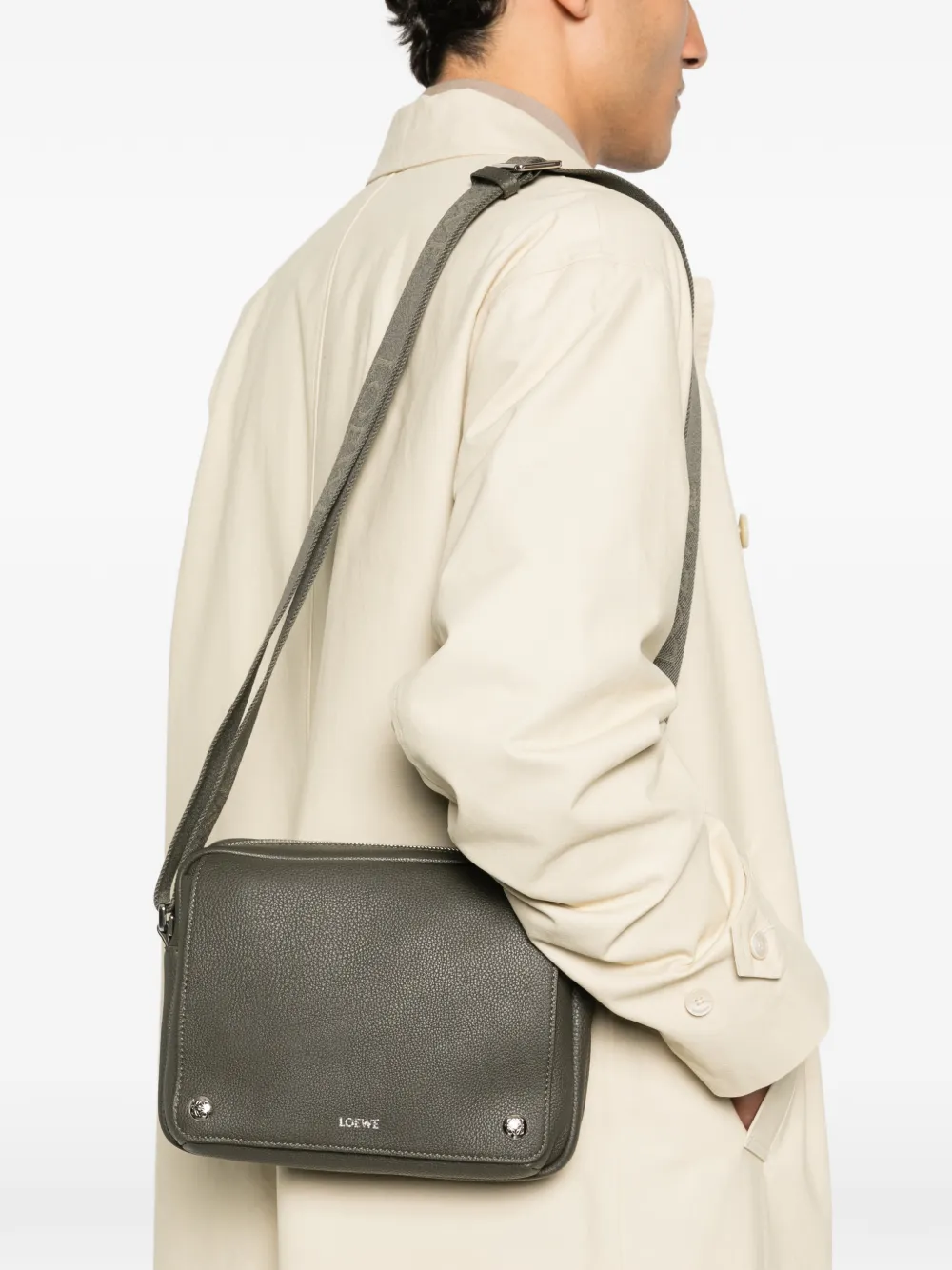 LOEWE Messengertas met logodetail - Groen