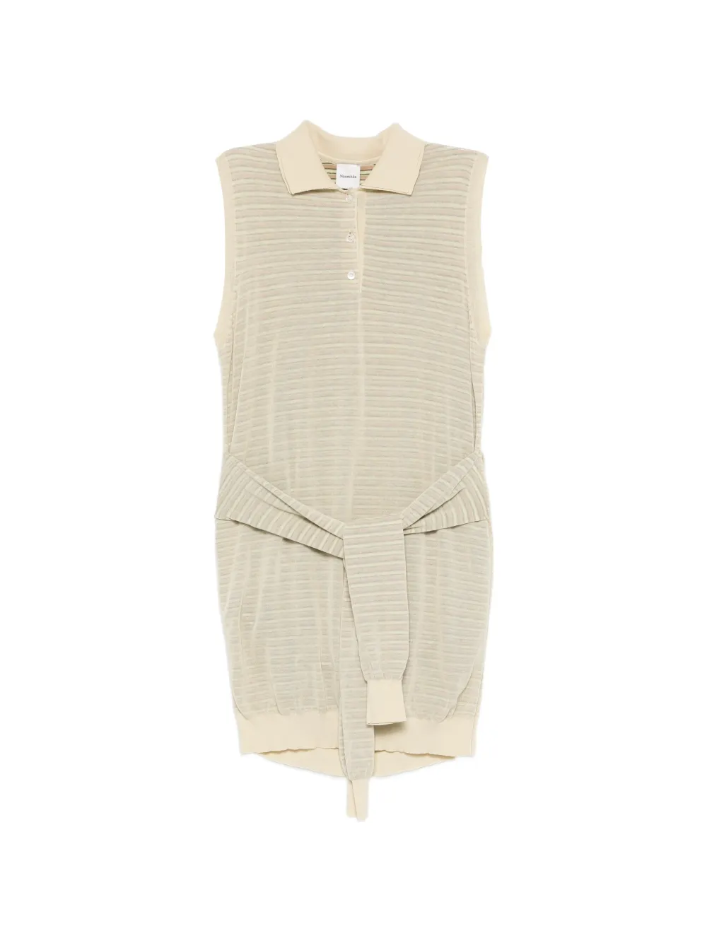 Nanushka Mila striped knitted polo dress - Neutrals
