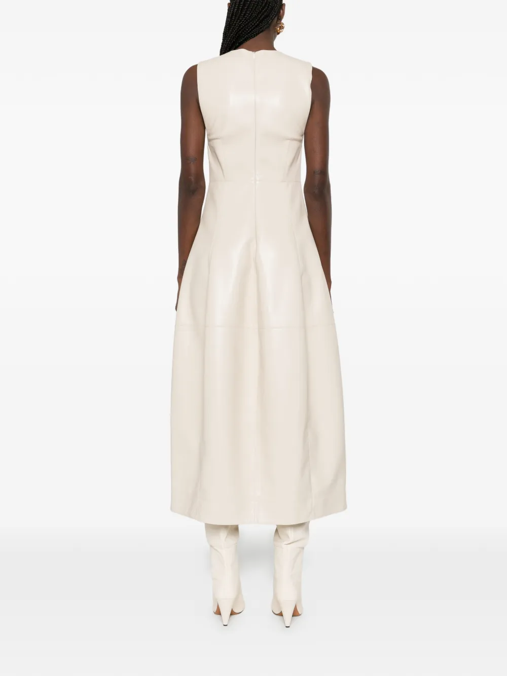 Nanushka Midi-jurk met ronde hals Beige