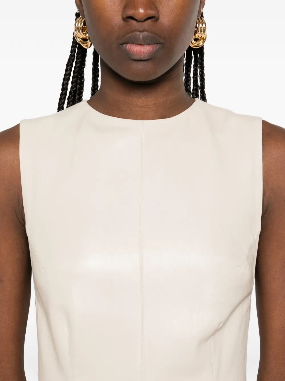 Nanushka Midi-jurk met ronde hals Beige