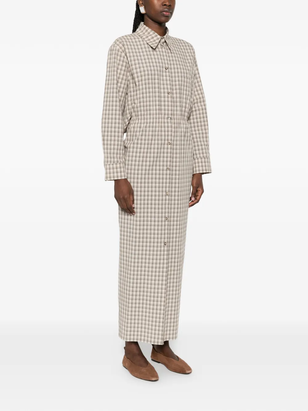 Nanushka Geruite maxi-blousejurk Beige
