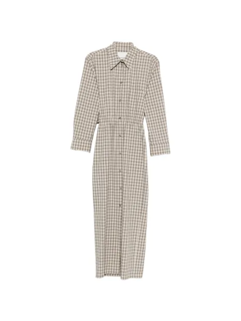 Nanushka plaid cutout maxi shirt dress
