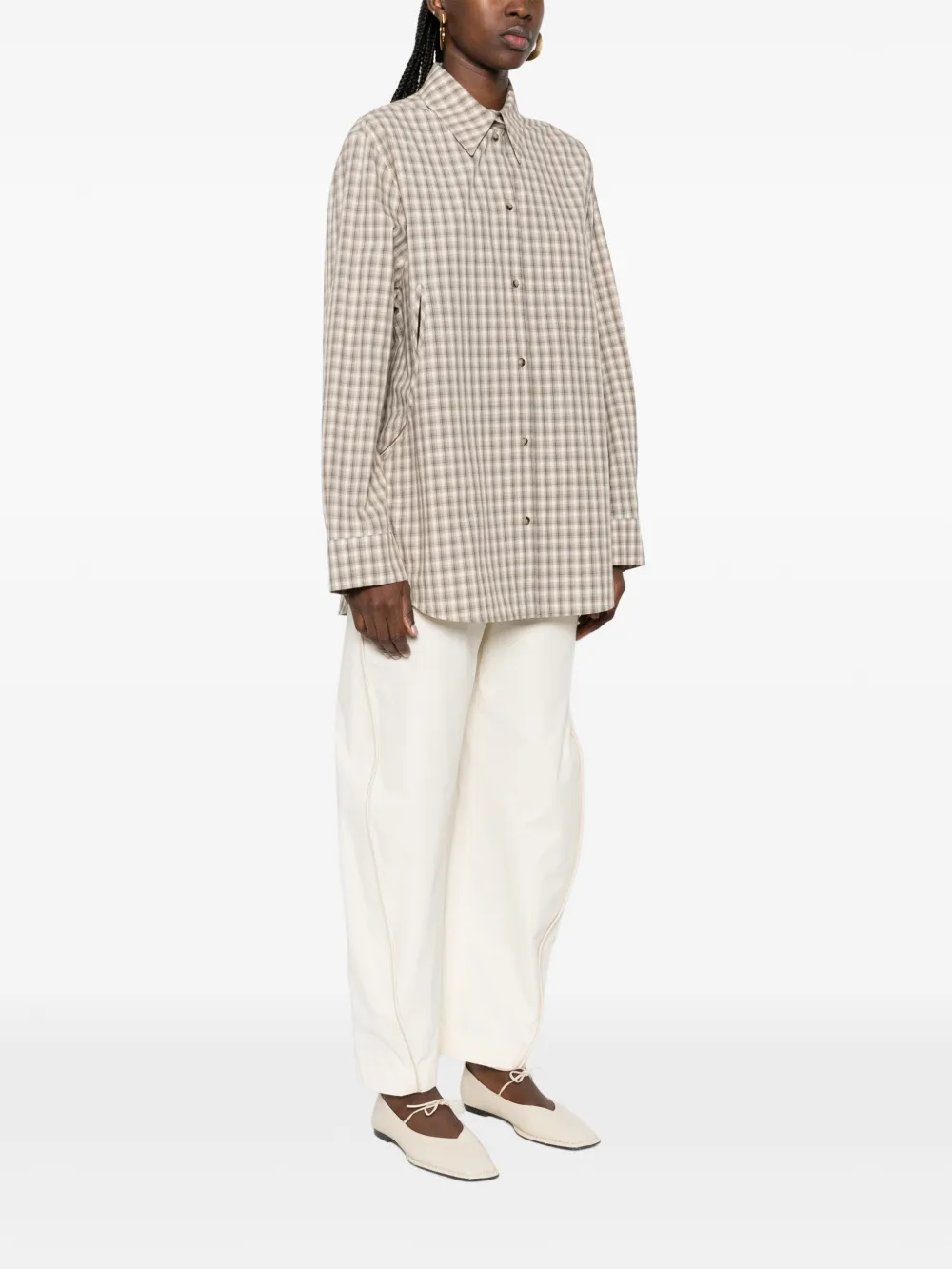  Nanushka Plaid-detail Shirt - Neutrals 